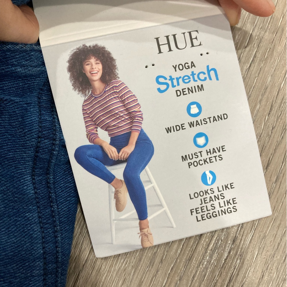 Hue Denim Leggings Jeggings Blue Slide Up Medium Size 8-10 NWT - Picture 8 of 9